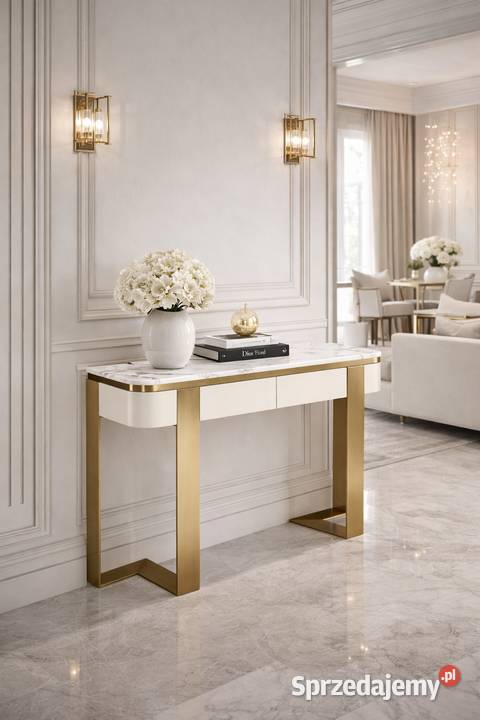 Konsola glamour z marmurem i szufladami Sofia Golkowice