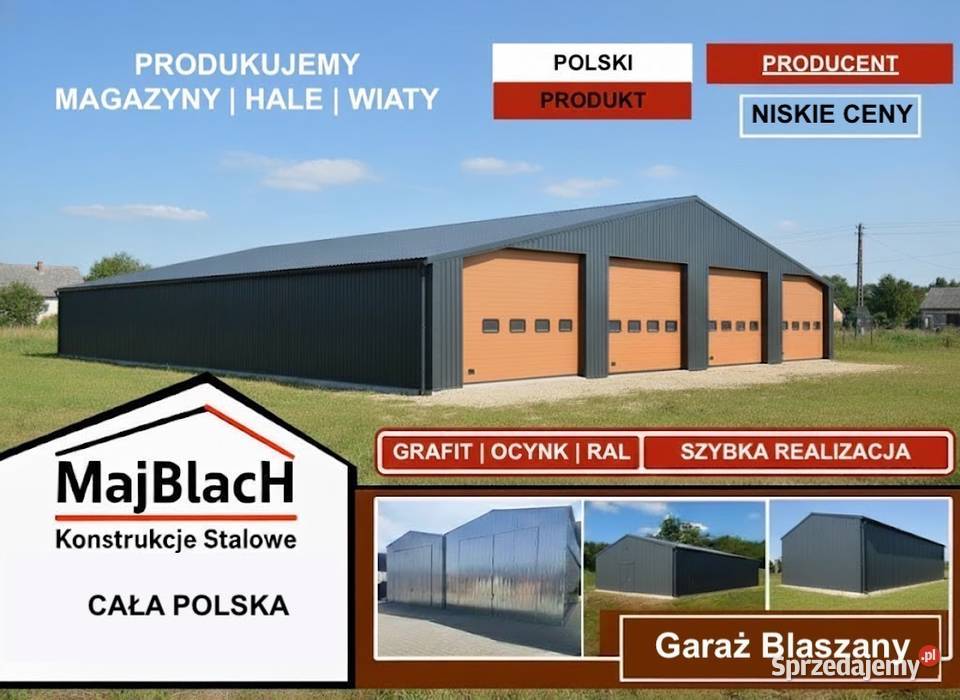 Konstrukcja Stalowa Garaż Blaszany Grafitowy Wołów