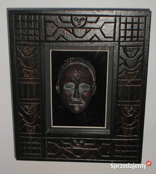 Afrykańska ozdoba w ramce dekoracja na ścianę odcienie brązowego Kraków