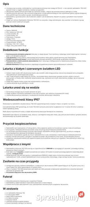 Motorola T92 krótkofalówki H2O USBC wodoodporne Łomża