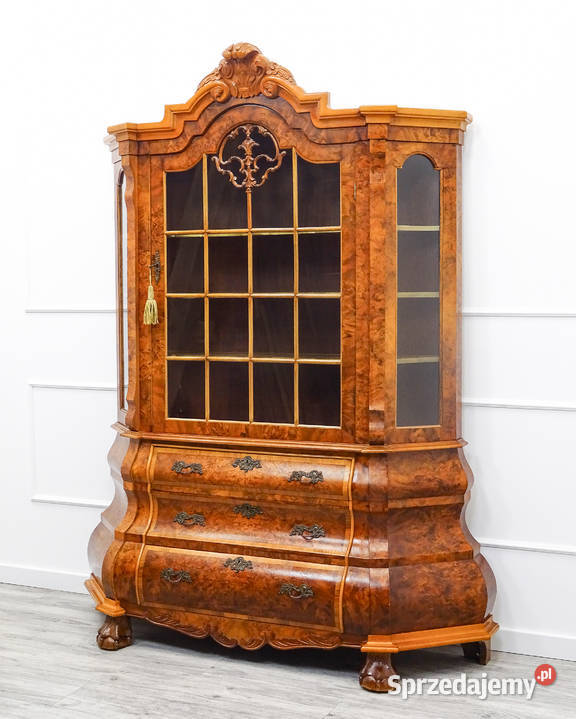 Stylowa Solidna Wysoka WITRYNA szuflady ORZECH 45cm Kalisz