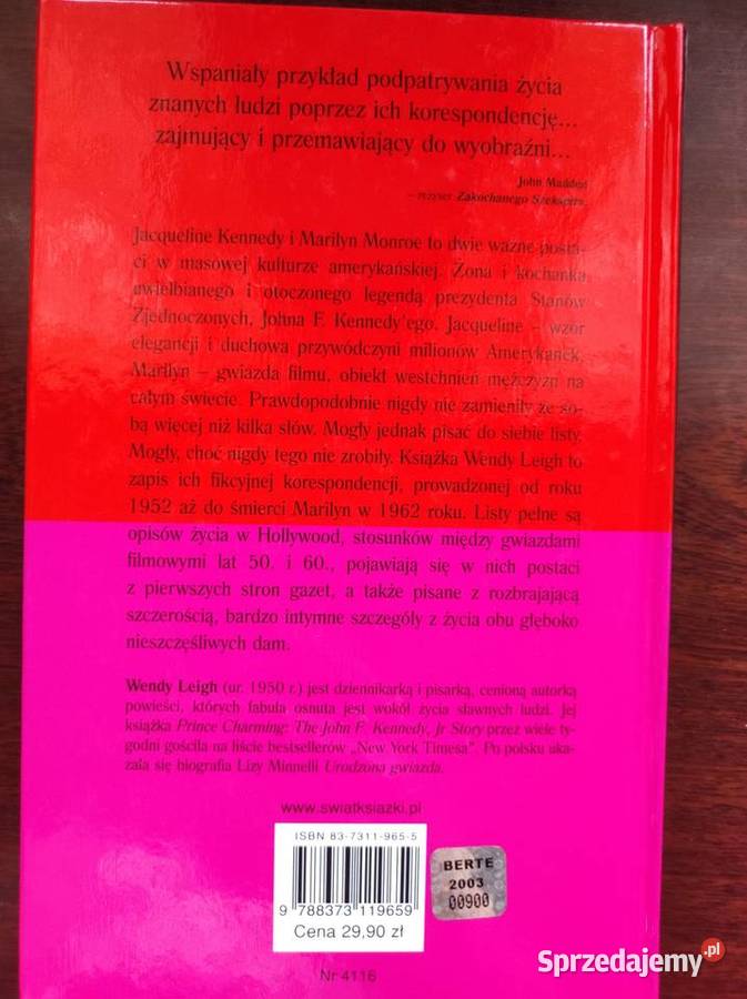 Sekretne listy Marilyn Monroe i Jacqueline ISBN 8167880600736 Kielce