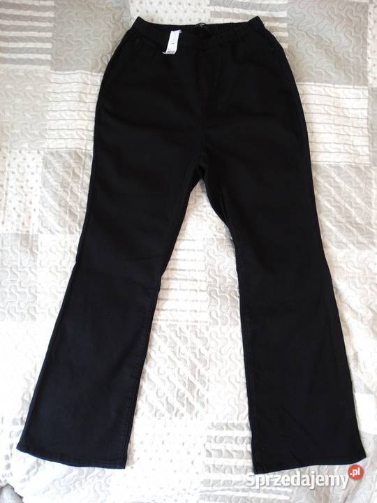 Spodnie Wide Leg Szerokie Nogawki Wysoki Stan Spodnie Łomża