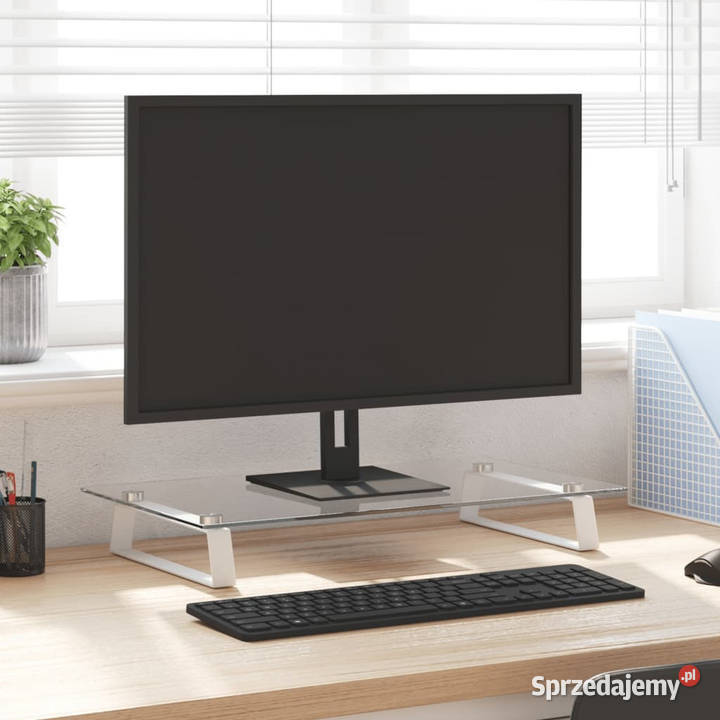 Podstawka pod monitor biała 60x35x8 szkło i Warszawa