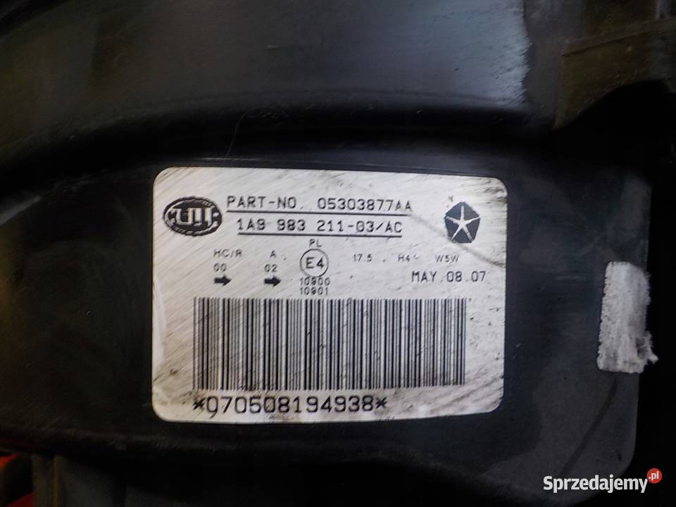 JEEP PATRIOT 07r 5D lampa lewa przod 05303877AA Suków