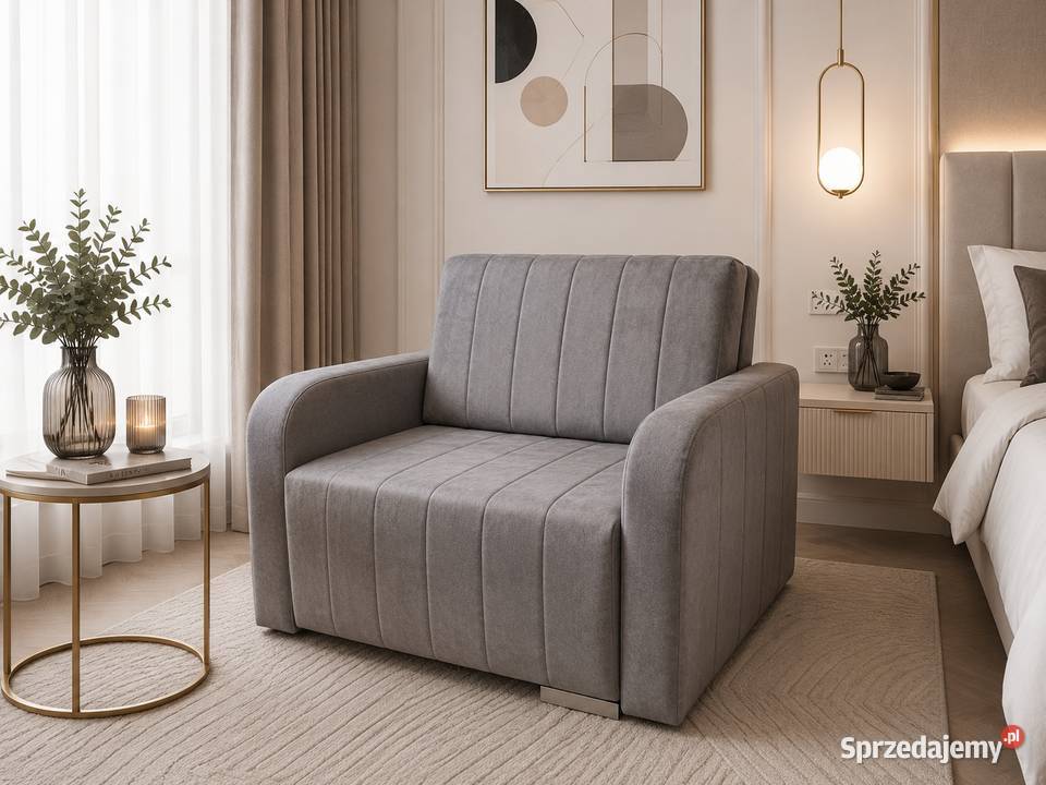 Wygodna sofa rozkładana miękki welur i pionowe opolskie Namysłów