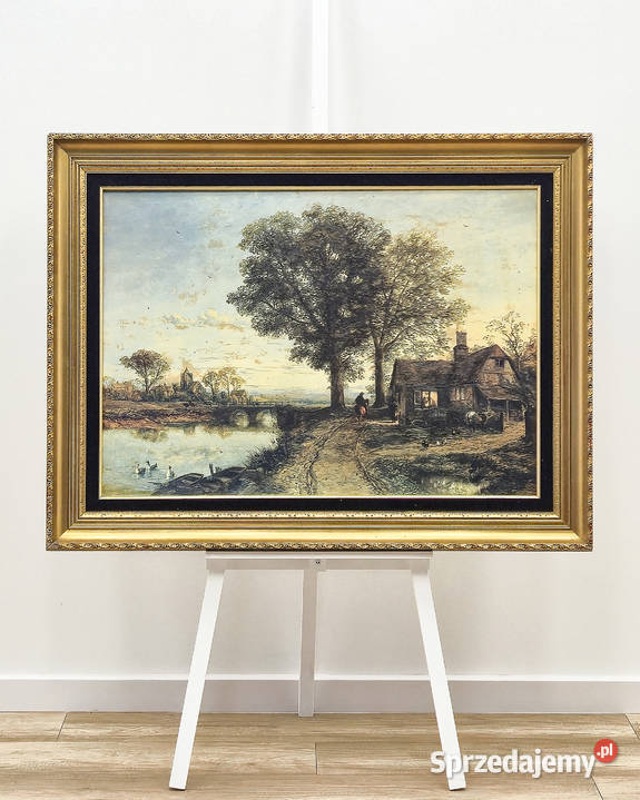 Duży OBRAZ olejny PEJZAŻ obraz 111x85 KRAJOBRAZ Kalisz