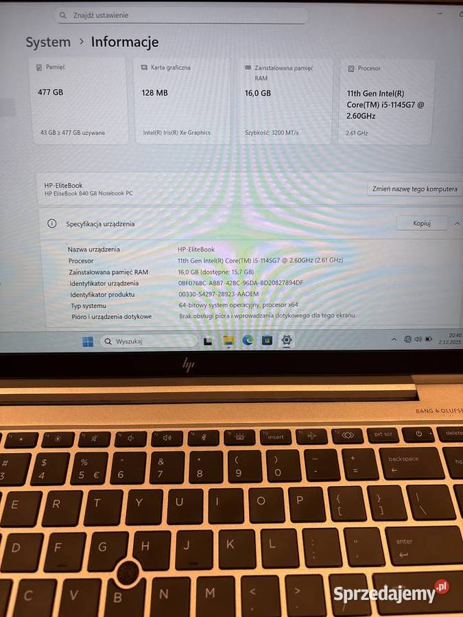 Laptop Elitebook 840 G8 i51145G7 16GB RAM SSD