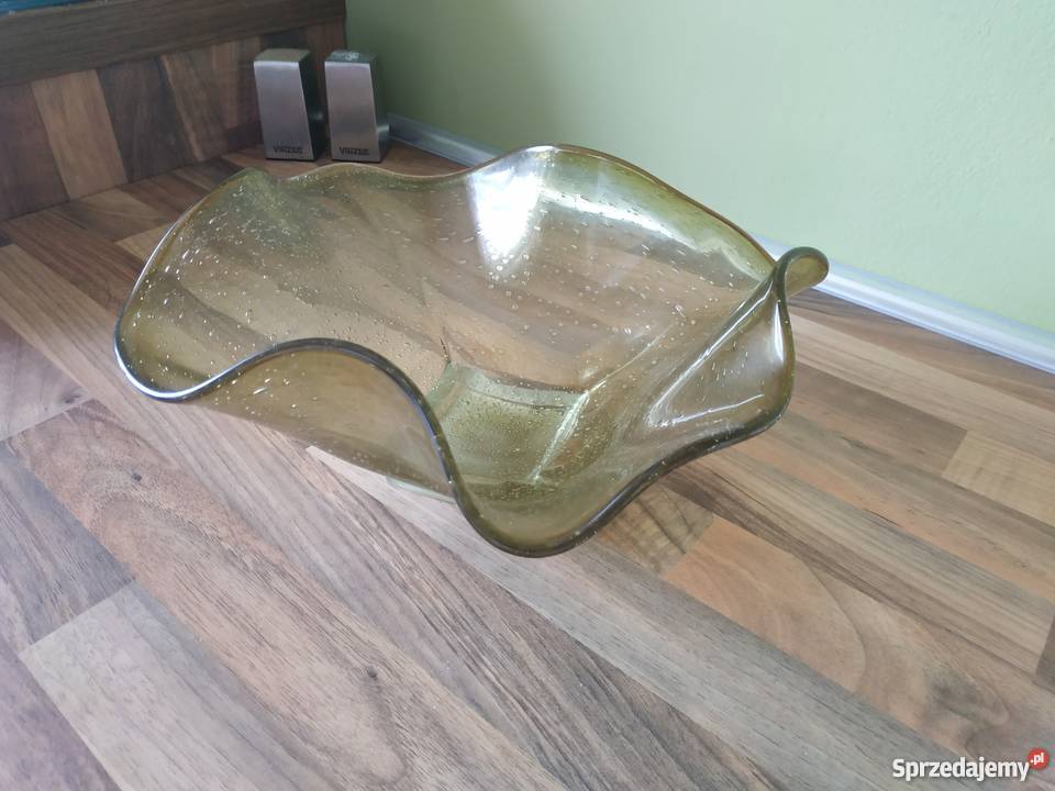 Szklane naczynie misa patera zgniła zieleń Warszawa