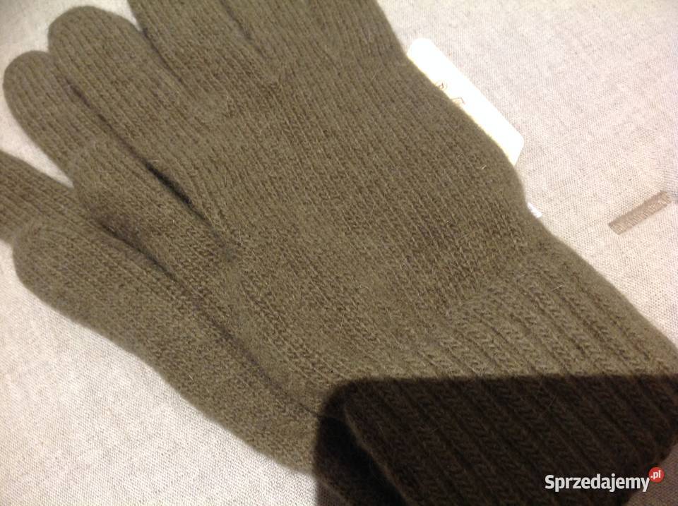 Wełniane Rękawiczki Damskie Khaki Angora Dla kobiet Nowa Sól