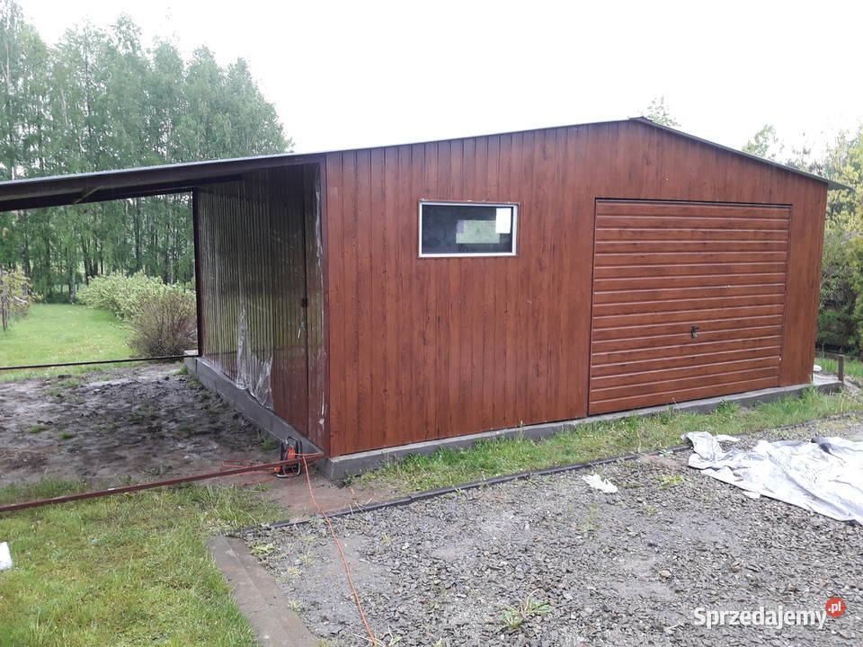 Garaż Blaszany 6x5m Dwie Bramy Uchylne Ciemny Sprzedaż Gielniów