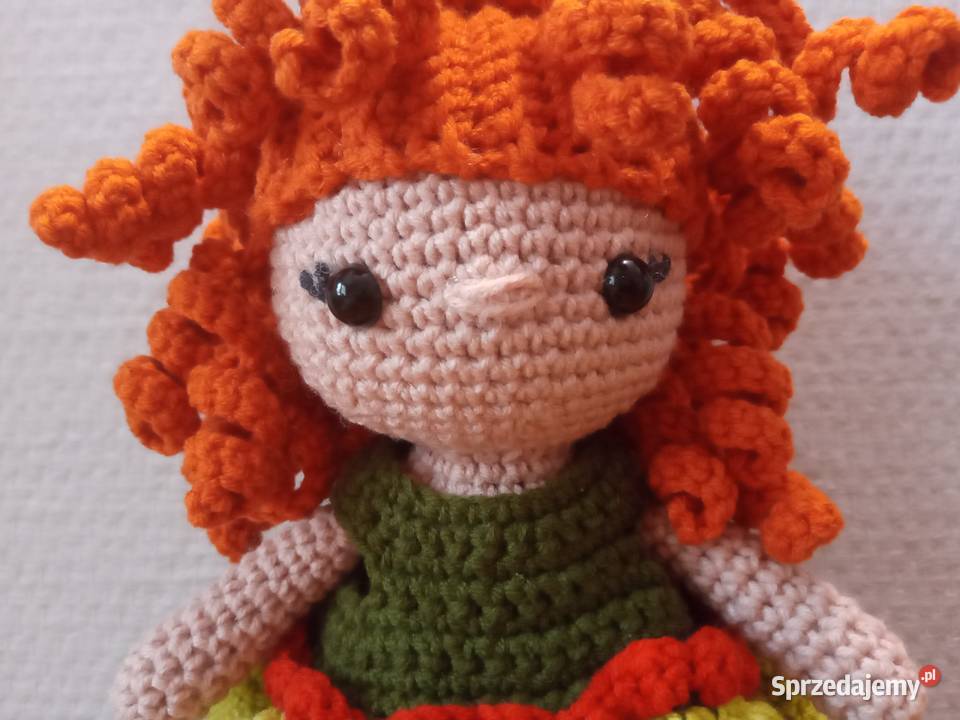 Lalka rudowłosa zielona sukienka amigurumi dolnośląskie Wrocław