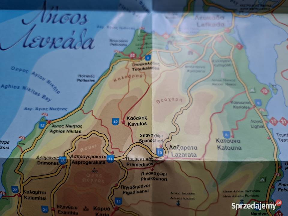 Grecja Lefkada mapa miękka Mapy i przewodniki Kraków sprzedam