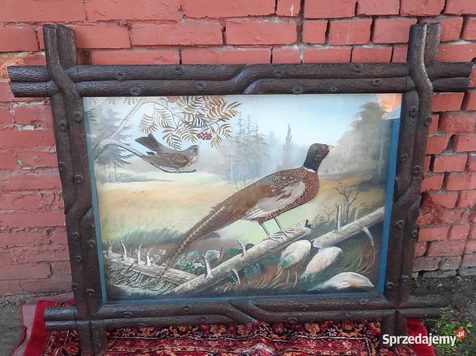 Duży Stary Obraz Diorama Sygnowany śląskie Gliwice