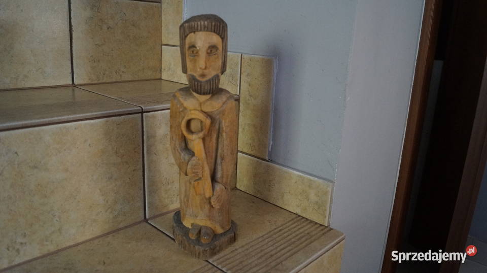 Śwo Piotr drewniana rzeźba sygnowana datowana Mrowino sprzedam