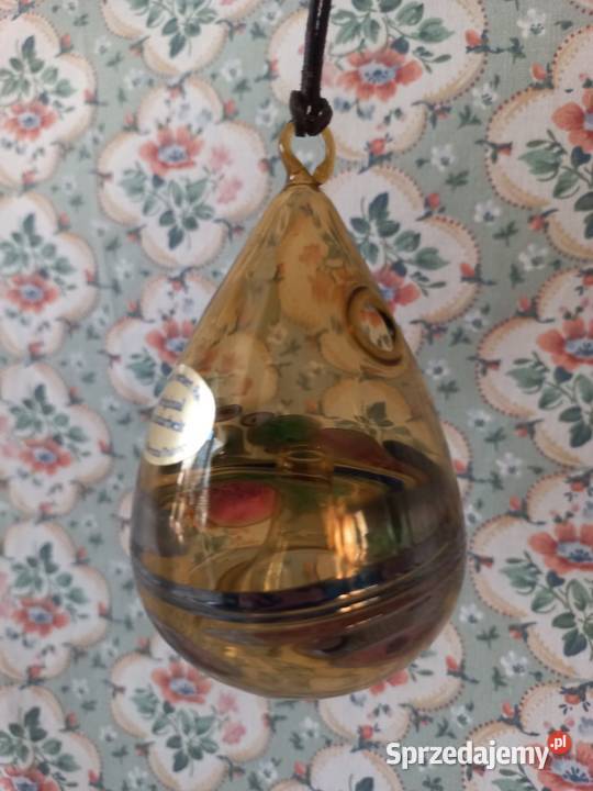 Vintage lampka olejna ze szkła artystycznego Trzebiatów