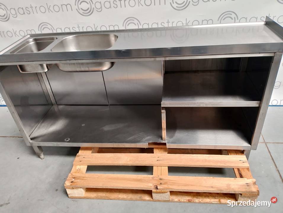 Stół z 2 zlewamiP drzwi otwierane 175x52x90 Wrocław sprzedam