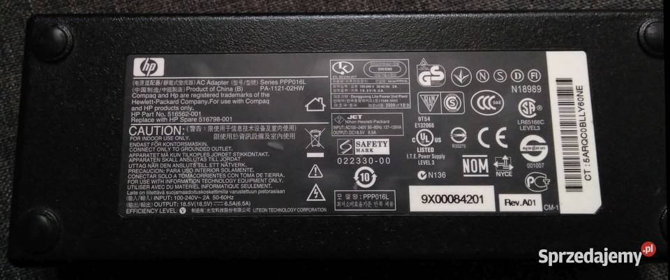 ORYGINALNY ZASILACZ HP 120W 185V 65A 45x30 Łódź