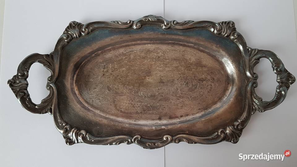 Stara metalowa sygnowana platerowana taca tacka śląskie Dąbrowa Górnicza sprzedam