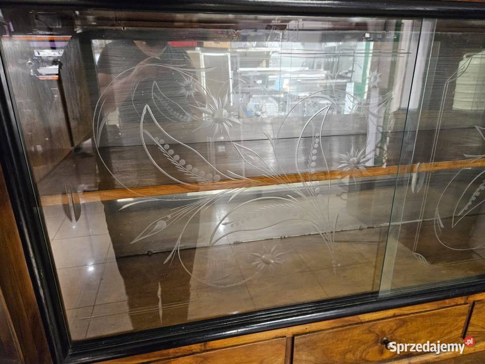 Piękny duży kredens stara komoda witryna z