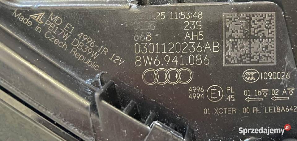 AUDI A5 RS5 PRAWA LAMPA PRZÓD LASER 8W6941086 Ostroróg