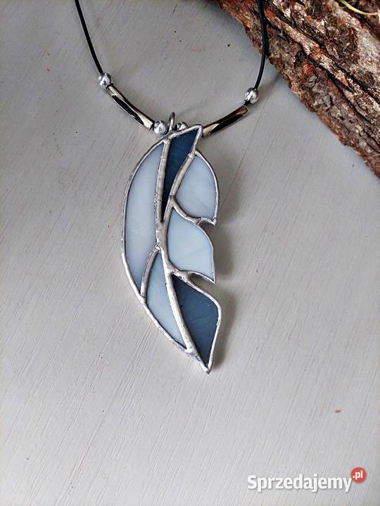 Wisior naszyjnik pióro witraż Rękodzieło śląskie Piekary Śląskie