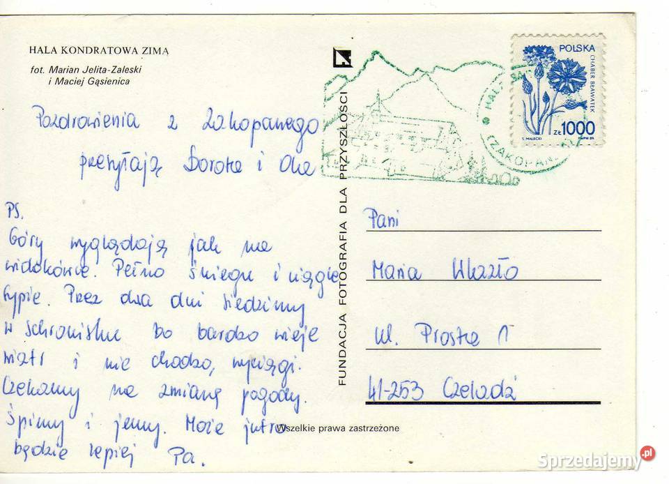 TATRY ZACHODNIE HALA KONDRATOWA ZIMĄ POCZTÓWKA Krynki