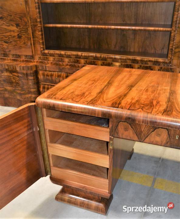 Biurko i Biblioteka 3m orzech 192030r Art deco Bronisze