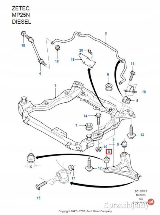 TULEJA WAHACZA PRZÓD FORD MONDEO MK1 16 18