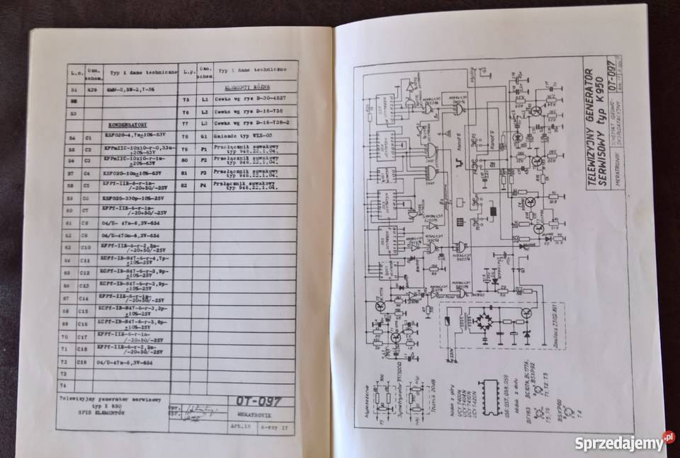 Instrukcja Obsługi Telewizyjny Generator TypK950 Wrocław sprzedam