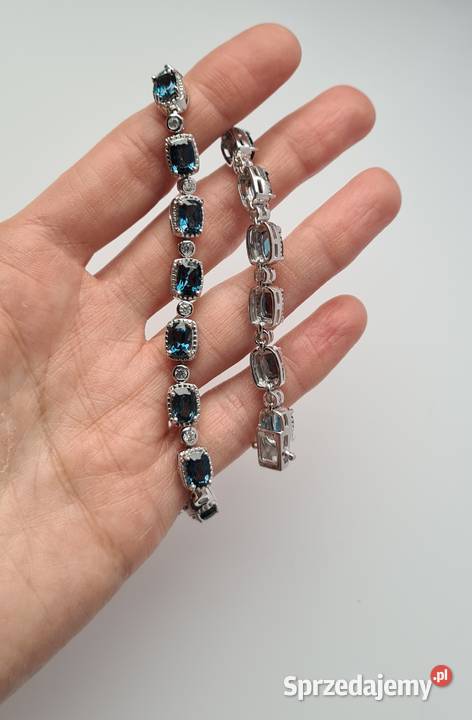 Srebrna bransoletka z Topazem London Blue i Otwock