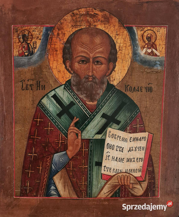 Ikona Święty Mikołaj z Miry XIX wiek 0219 Warszawa