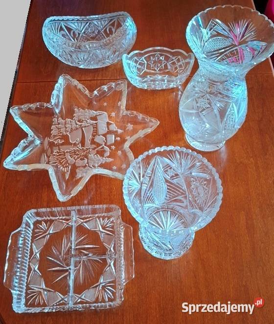 Zestaw VINTAGE Naczyń ze Szkła Kryształowego PRL Porcelana i szkło Bielsko-Biała