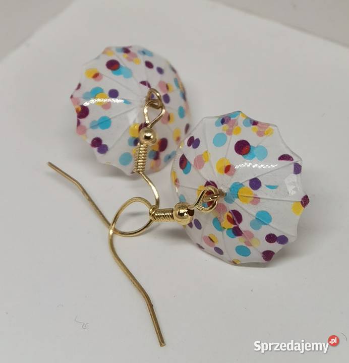 Kolorowe kolczyki parasolki kropki Kołobrzeg