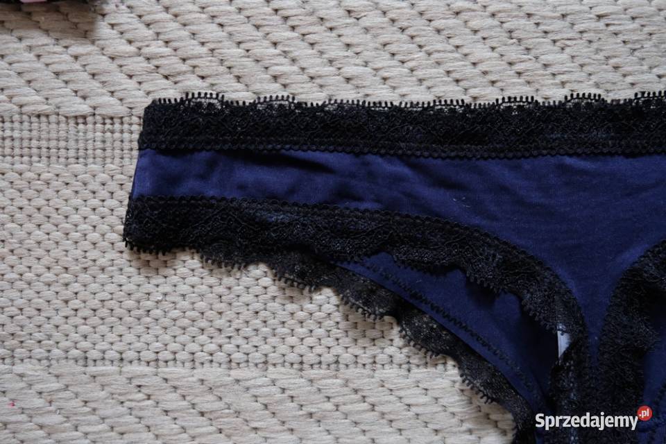 granatowe satynowa koronkowe koronka stringi Toruń