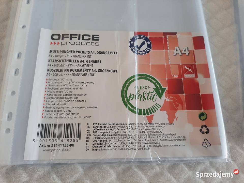 Koszulki groszkowe na dokumenty A4 100 Artykuły szkolne