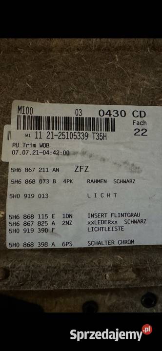 Boczki do drzwi tył VW golf VIII HB Kielce