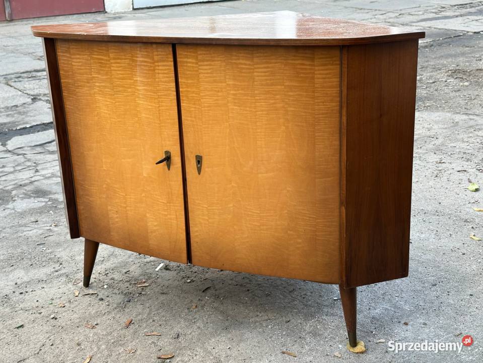 Drewnina szafka komoda narożna bufet vintage prl