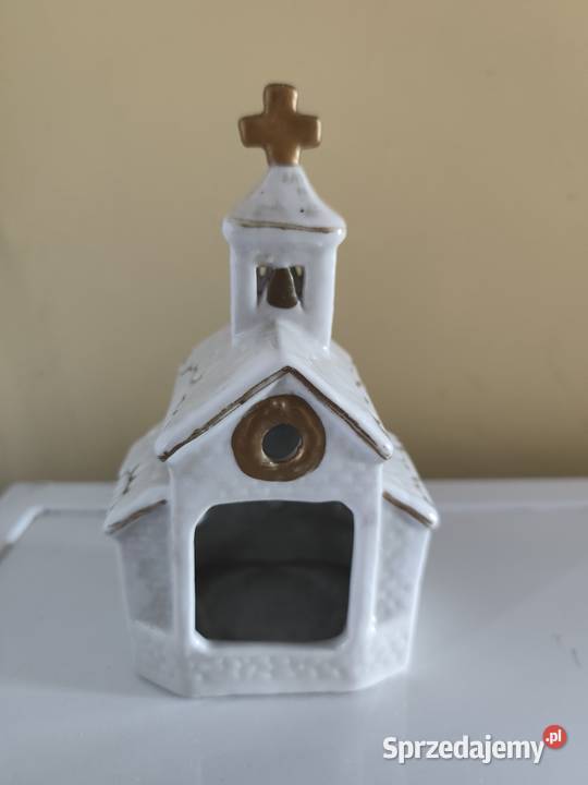 Świecznik domek porcelanowy kościół na świeczkę Wrocław