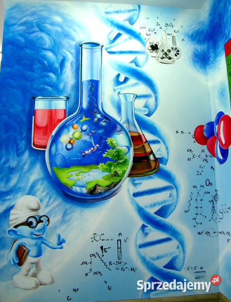 Mural malowany na ścianie graffiti reklama Poznań