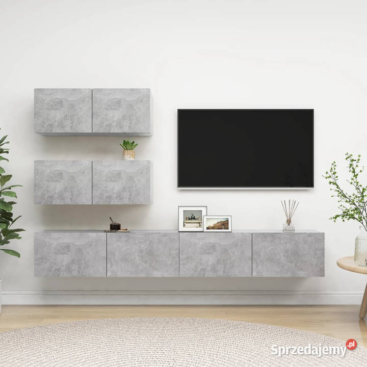 4cz zestaw szafek TV szarość betonu materiał RTV