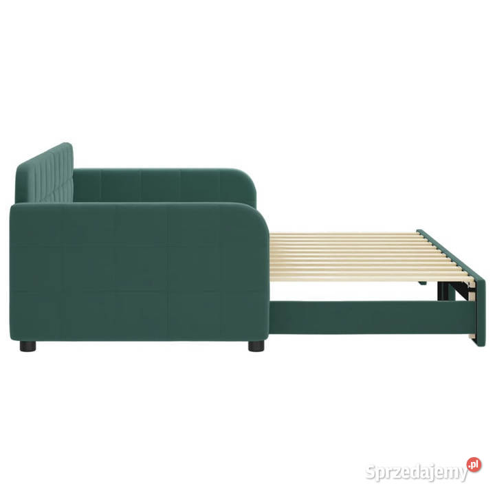 Sofa rozsuwana ciemnozielona aksamit 90x200 Warszawa