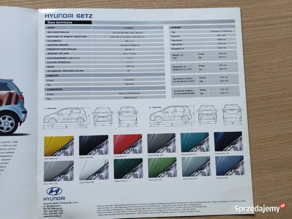 Prospekt broszura reklama Hyundai Getz Pozostałe Antyki, Sztuka, Kolekcje Rzeszów