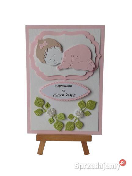 ZAPROSZENIA CHRZEST DZIECKO W SERWETCE C6 RÓŻ Poznań