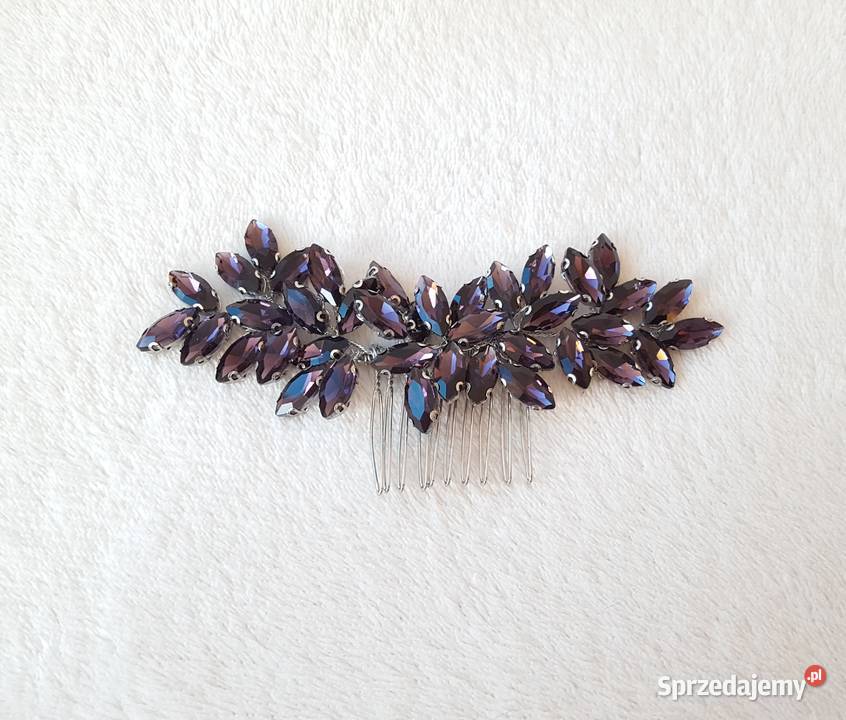 Grzebyk ozdoba do włosów fioletowe kamienie ślub zachodniopomorskie