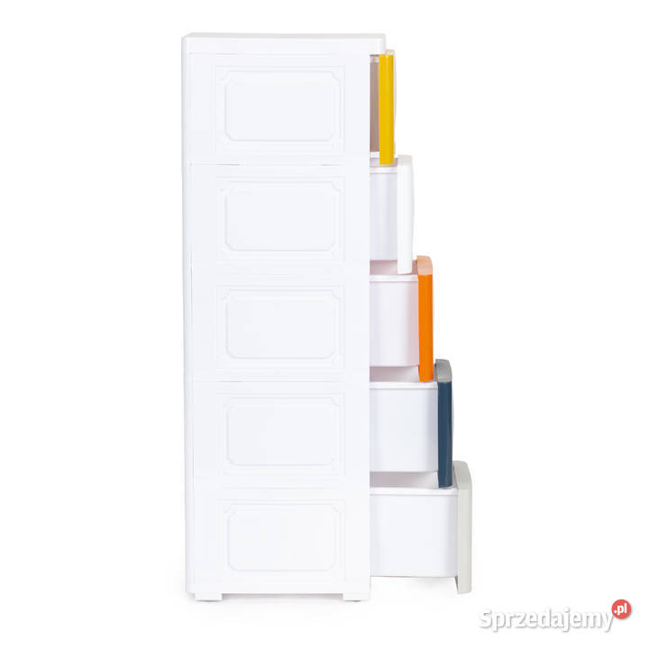 Regał z 5 wysuwanymi szufladami nogi z kółkami Smogorzów sprzedam