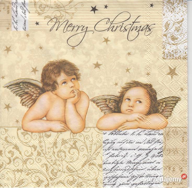 Dekupaż serwetki Aniołki Anioły Boże Narodzenie