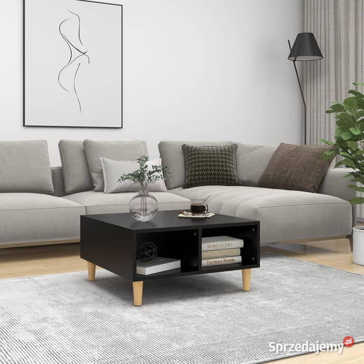Stolik kawowy czarny 60x60x30 materiał