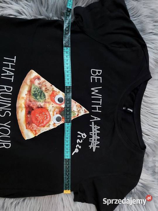 M Sinsay koszulka pizza nowa czarny Topy i koszulki Braniewo