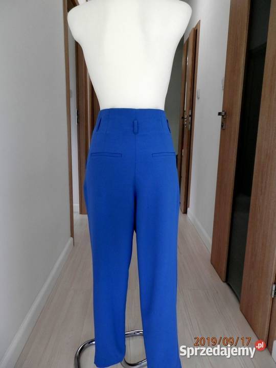 Moda Spodnie Spodnie z zakładkami H&M Spodnie z zak\u0142adkami stalowy niebieski-niebieski Prosty styl 